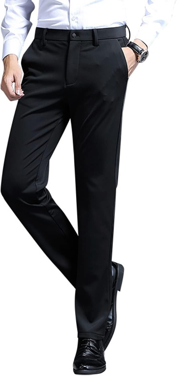 スーツパンツ メンズ ビジネススラックス 細身 ロングパンツ 大きいサイズ 秋 冬 厚手 紳士 長ズボン 前開きジッパー スリム フィット カジュアル ストレッチ 快適 柔らかい コンサバ系 通勤 仕|Nartooston