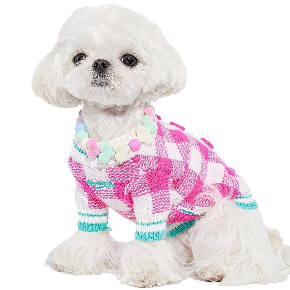 小型犬服 ドッグウェア 猫服 ニット セーター 秋冬 可愛い ファション 人気 おしゃれ 中型犬 チワワ マルチーズ ヨークシャーテリア シユナウざー ピンク 女の子 高級 お散歩 お出かけ|Nartooston