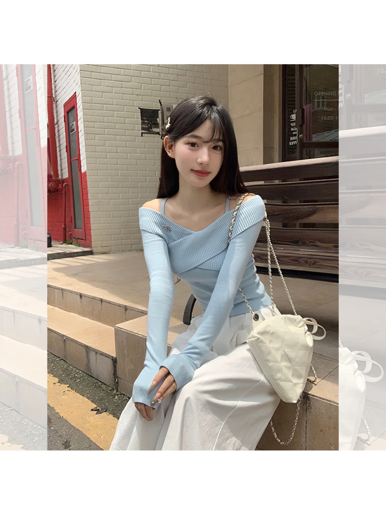 【デコルテ美人】オフショルダー ニット レディース 肩出し セーター トップス リブニット クロスデザイン カシュクール アシンメトリー 長袖 タイト スリム インナー 肌見せ 鎖骨見え 胸元 大人可愛い きれいめ 春 秋 冬 無地 着痩せ 細見え 華奢見え 体型カバー|Nartooston