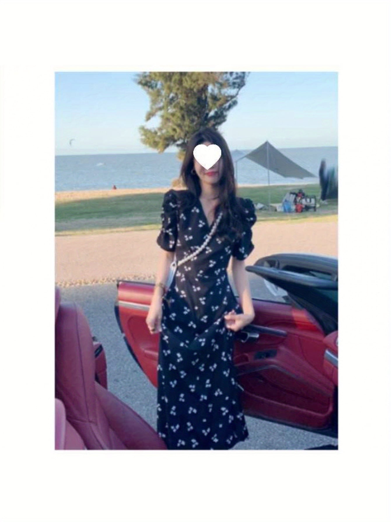 【カシュクール】 花柄 ワンピース ロング 夏 レディース 小花柄 マキシワンピース 半袖 Vネック ボリューム袖 Aライン ウエストマーク ギャザー 膝下 ロング丈 ワンピ 総柄 黒 ブラック レトロ 体型カバー 着痩せ 細見え 華奢見え 大人可愛い きれいめ カジュアル｜Nartooston