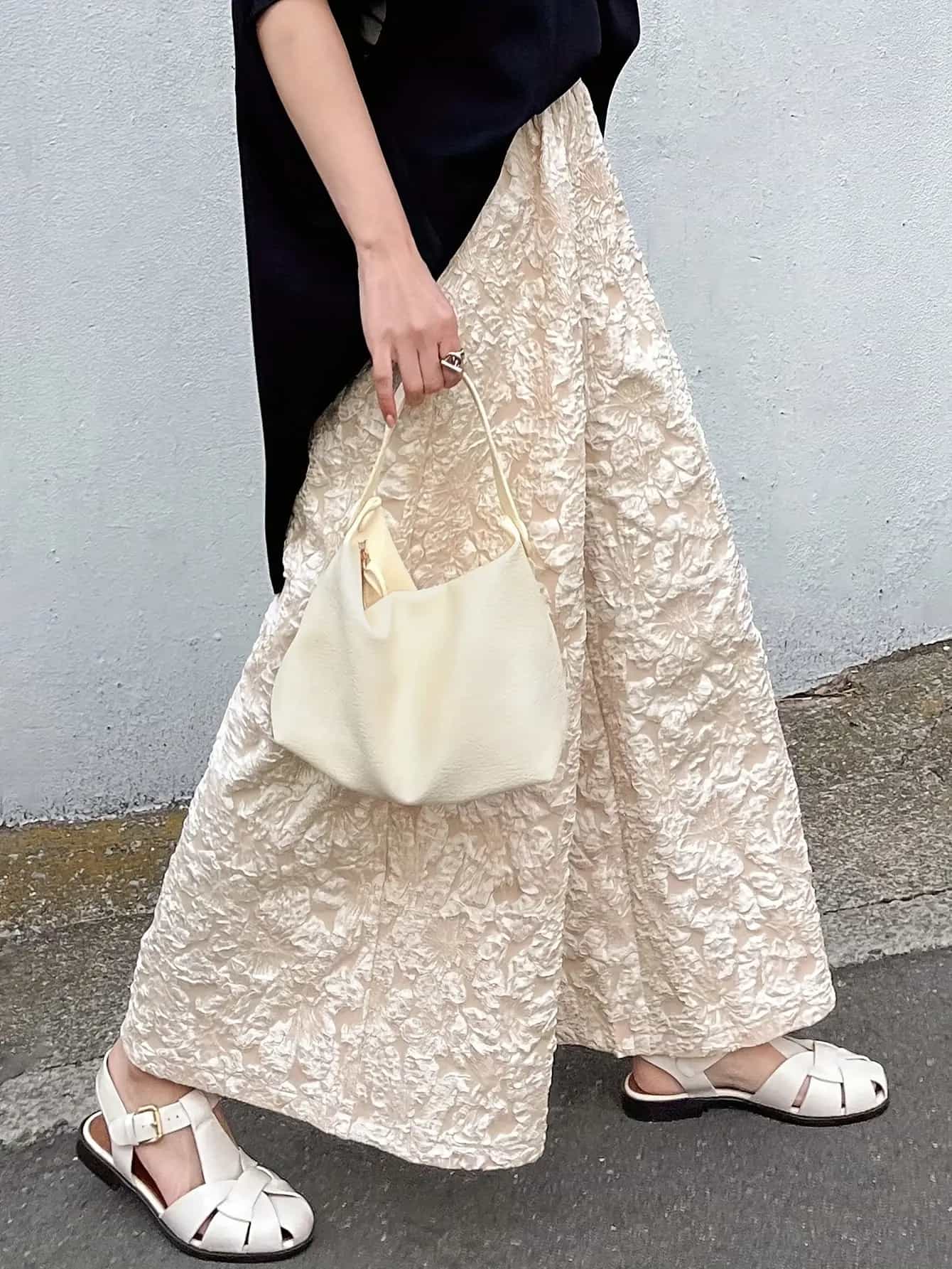 【立体感ジャガード】ワイドパンツ レディース ハイウエスト ボトムス ズボン ロングパンツ ガウチョ 落ち感 エンボス 凹凸感 ゆったり 体型カバー 着痩せ 細見え 脚長 美脚 楽ちん きれいめ カジュアル オフィス 通勤 OL 大人可愛い ママコーデ 20代 30代 40代 春 夏|Nartooston