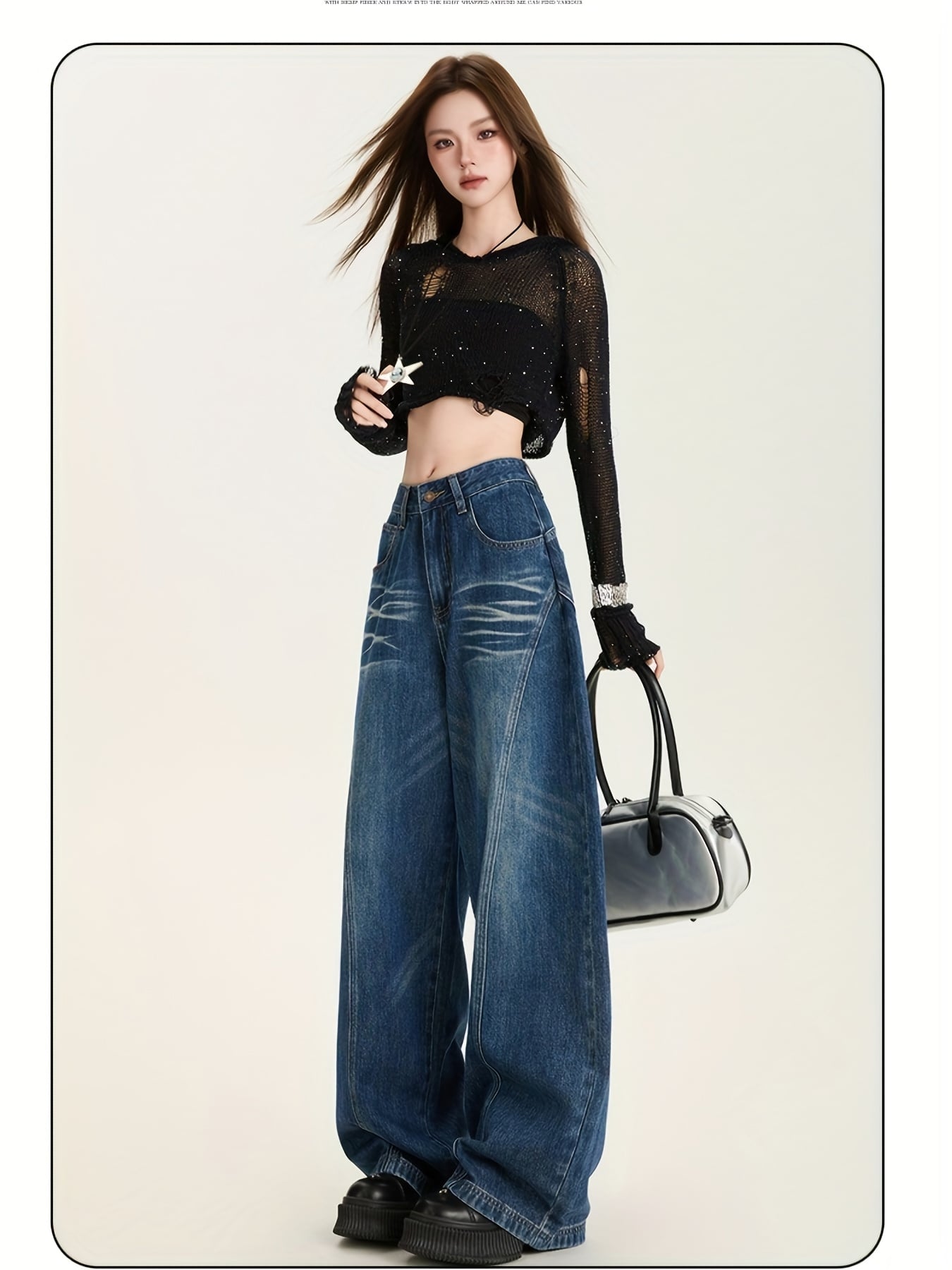 【美脚】デニム パンツ レディース ワイドパンツ ジーンズ ジーパン ハイウエスト ストレート ズボン ロング ボトムス ゆったり 切り替え デザイン ウォッシュ加工 ヴィンテージ風 アメカジ ストリート カジュアル ヒゲ 体型カバー 脚長 着痩せ 通勤 通学 韓国|Nartooston