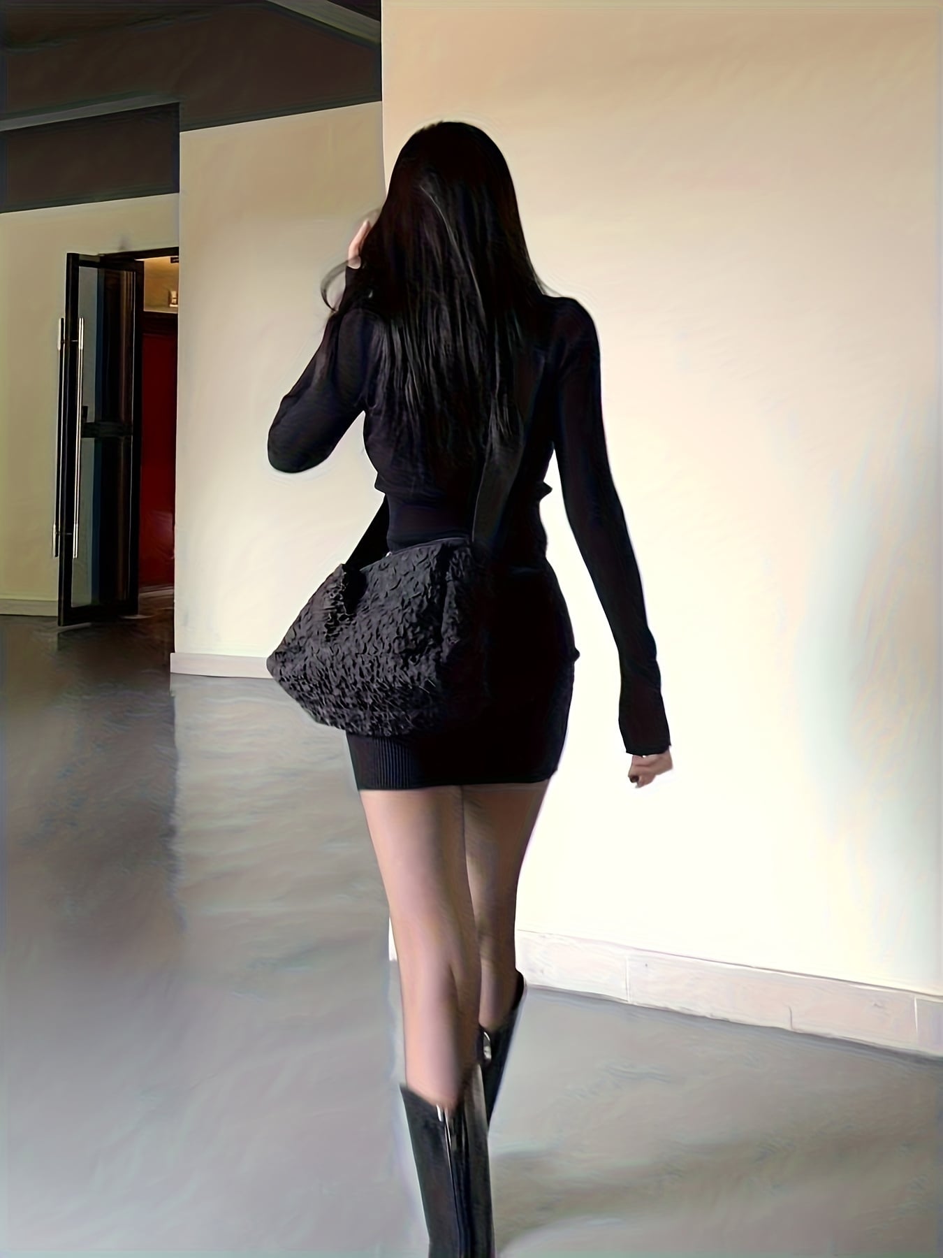 ニットワンピース タイト ミニ 膝上 長袖 Vネック レディース 春 秋 冬 きれいめ セクシー ボディコン チュニック リブニット ストレッチ インナー ワンピ 伸縮性 着痩せ 細見え 大人可愛い 韓国 ファッション 無地 シンプル 黒 カジュアル オフィス デート 二次会|Nartooston