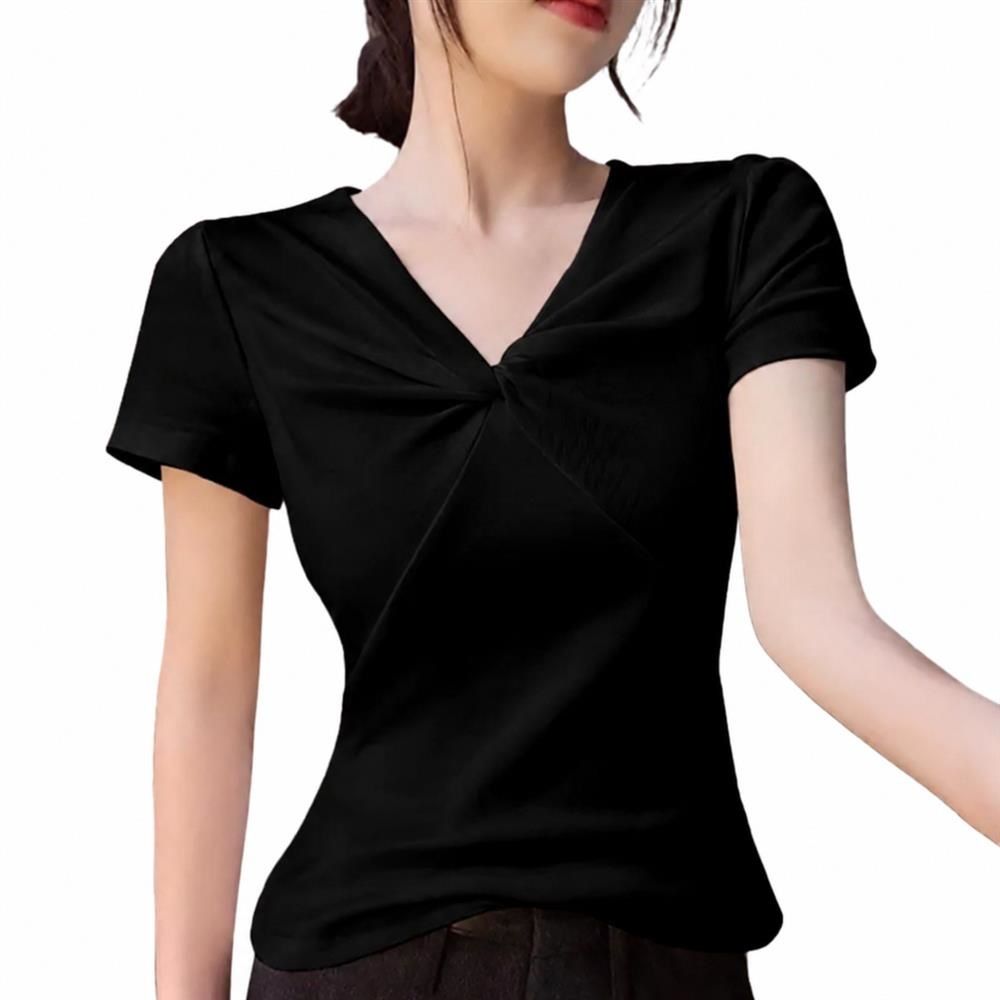 ネック Tシャツ レディース 半袖 フロントツイスト トップス カットソー きれいめ 大人可愛い 着痩せ スリム 無地 シンプル カジュアル おしゃれ 春 夏 秋 通勤 通学 お出かけ 部屋着｜Nartooston 119,403円