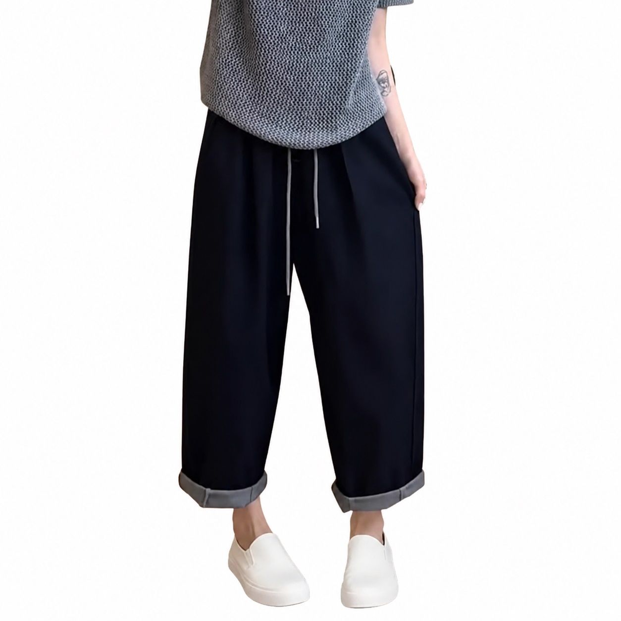 デニムパンツ レディース サルエルパンツ ジーンズ テーパードパンツ ウエストゴム 体型カバー 着痩せ 大きいサイズ ゆったり カジュアル ズボン ボトムス 九分丈 ロングパンツ 春 夏 秋 楽ちん｜Nartooston