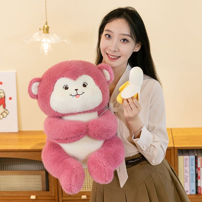 ぬいぐるみ さる 猿 もこもこ 抱き枕 お座り バナナ 癒し系 ふわふわ クッション 添い寝 可愛い 柔らかい 誕生日 プレゼント｜Nartooston