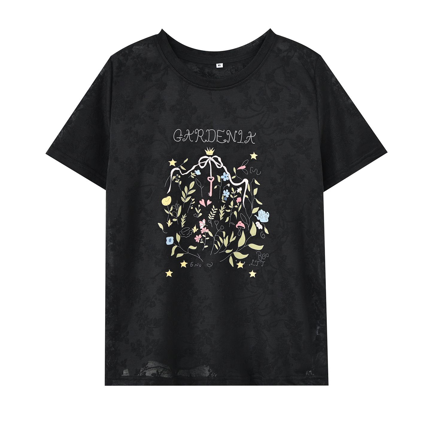 シャツ レディース 半袖 カットソー トップス サマーニット 涼しい フレンチスリーブ 綿混 総レース 花柄 ジャガード プリント 丸首 プルオーバー ゆったり 体型カバー カジュアル 大きいサイズ|Nartooston