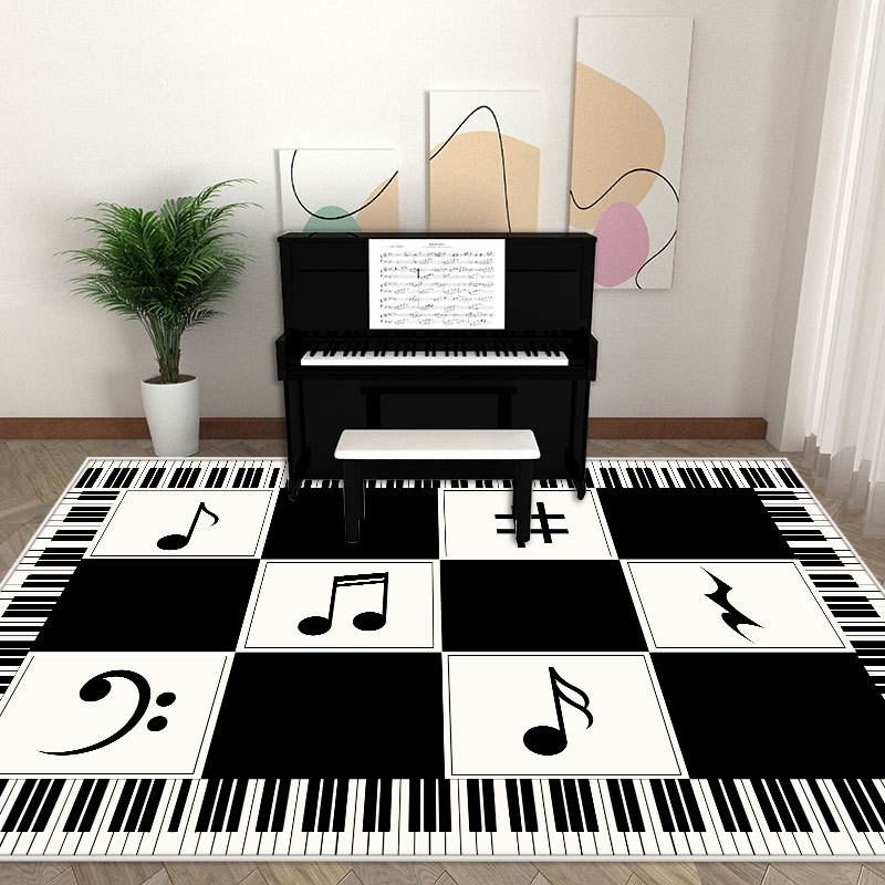 ピアノマット ラグ 音符デザイン カーペット 洗える 床保護 滑り止め 防音 絨毯 音楽教室 インテリア 練習マット 長方形 厚手 撥水加工 室内 敷物 おしゃれ