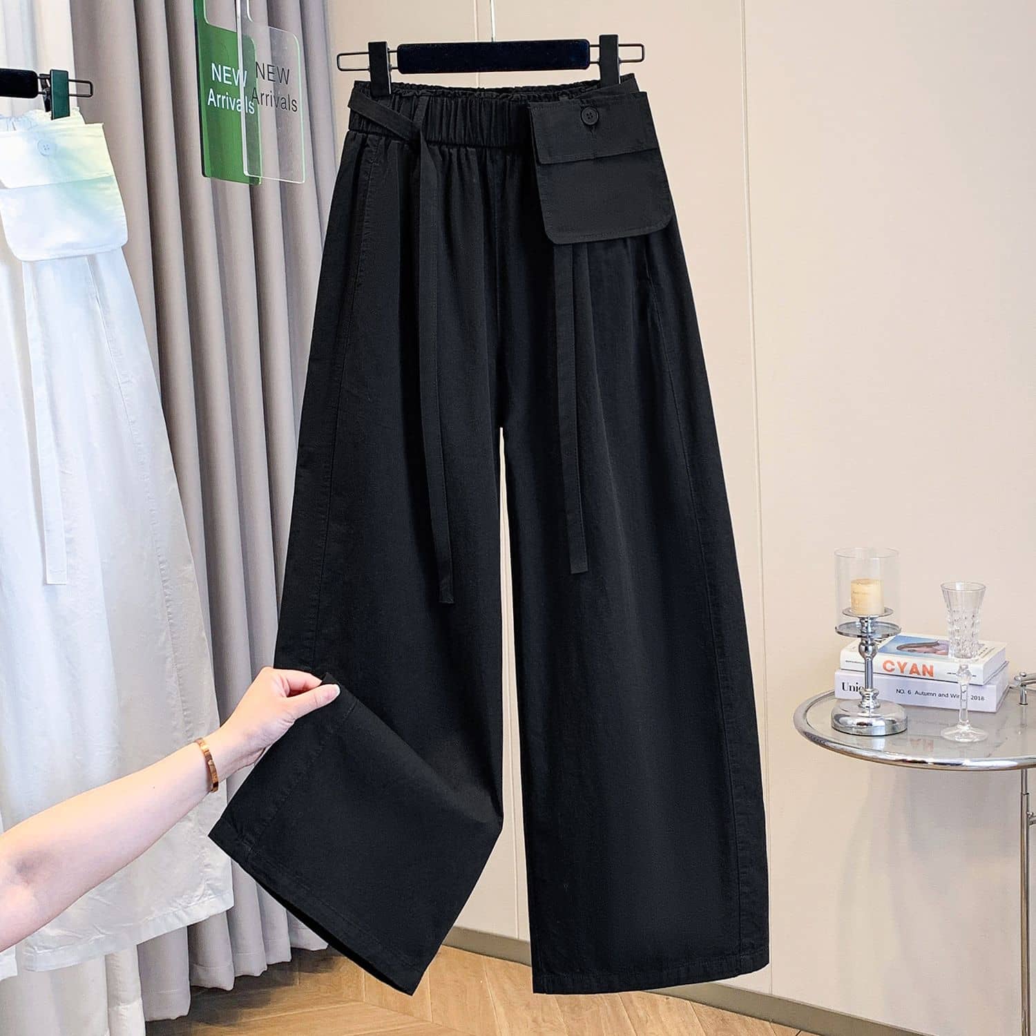 ワイドパンツ レディース ハイウエスト ゆったり 綿麻混 イージーパンツ カジュアル ロングパンツ 体型カバー 春 夏 秋 ズボン 大きいサイズ ストレートパンツ ウエストゴム 快適 通勤 通学 お洒