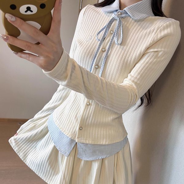 ニットセットアップ 上下セット 可愛い ガーリー ニットカーディガン ＆ プリーツスカート 2点セット きれいめ Aライン ミニ リブニット スクール風 アプリコット 秋 冬 春 冬服 デート