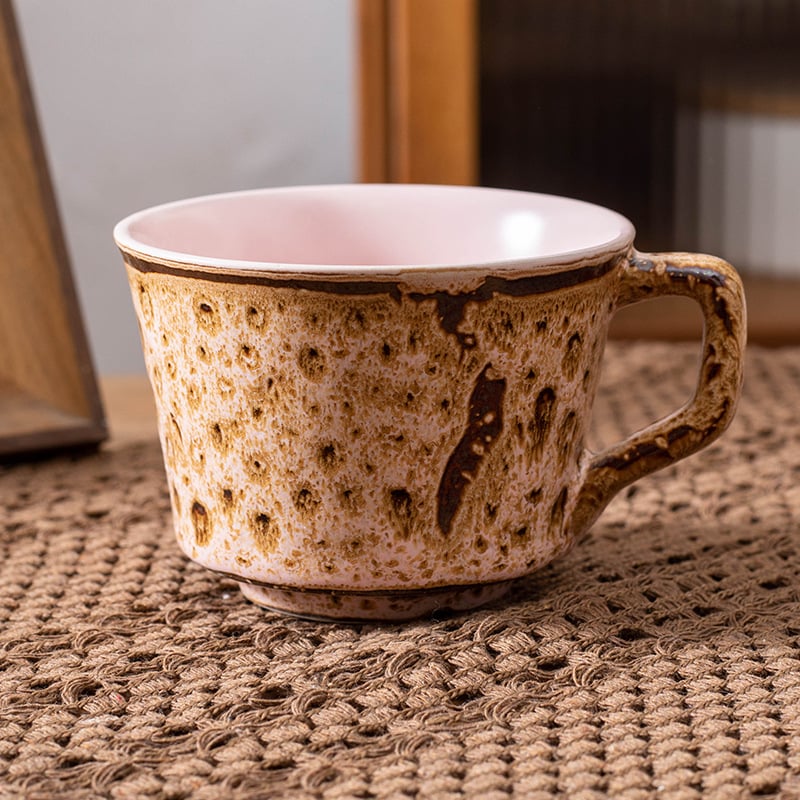 マグカップ 陶器 コーヒーカップ おしゃれ アンティーク ティーカップ 400ml 大きい 窯変 粗陶 和風 北欧 カフェカップ コップ ハンドル付き 電子レンジ対応 贈り物 プレゼント スープカップ