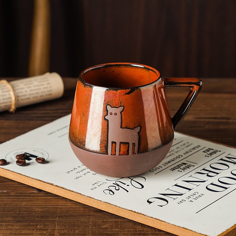 マグカップ 陶器 コーヒーカップ ティーカップ クマ 北欧 おしゃれ かわいい コップ 420ml 粗陶 和風 レトロ 職人 手作り キッチン 雑貨 贈り物 カフェ風 プレゼント 食器 ほっこり 癒し