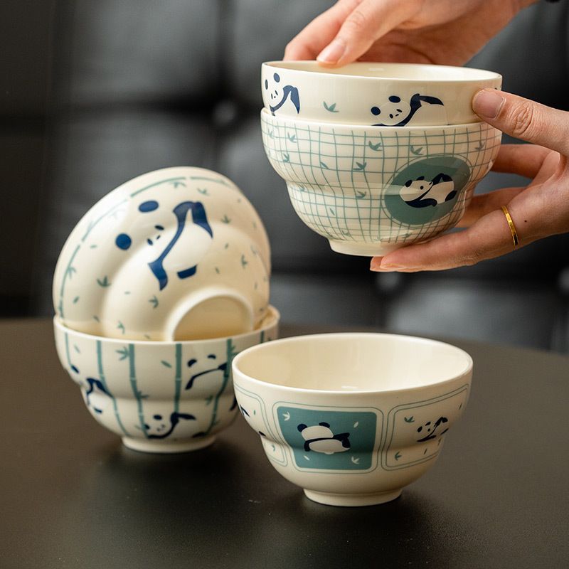 お茶碗 仕掛ける 5客 ジャイアントパンダ 竹 瀬戸もの 愛くるしげ 飯碗 差し上げ物 差し上げ物ボックス席入り口・入口 身寄り用 夫婦関係 赤ちゃん 食器 和今めかしい 今めかしい 段差つら構え 持ち分かりやすい 瀬戸もの 茶わん 5個仕掛ける