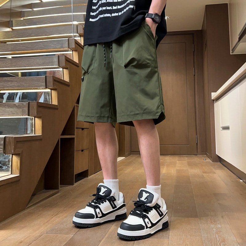 ショートパンツ メンズ ハーフパンツ ワイド 短パン 膝丈 ゆったり 5分丈 大きいサイズ カジュアル アウトドア ストリート ミリタリー ウェストゴム 紐付き 涼しい 通気性 速乾 夏服 春夏