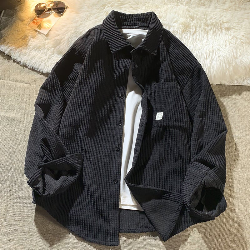 コーデュロイシャツ メンズ 長袖 ビッグシルエット 襟付き トップス 無地 オーバーサイズ 暖かい 秋服 冬服 カジュアル ストリート ゆったり 厚手 シャツジャケット 春秋冬 おしゃれ 羽織り ワー