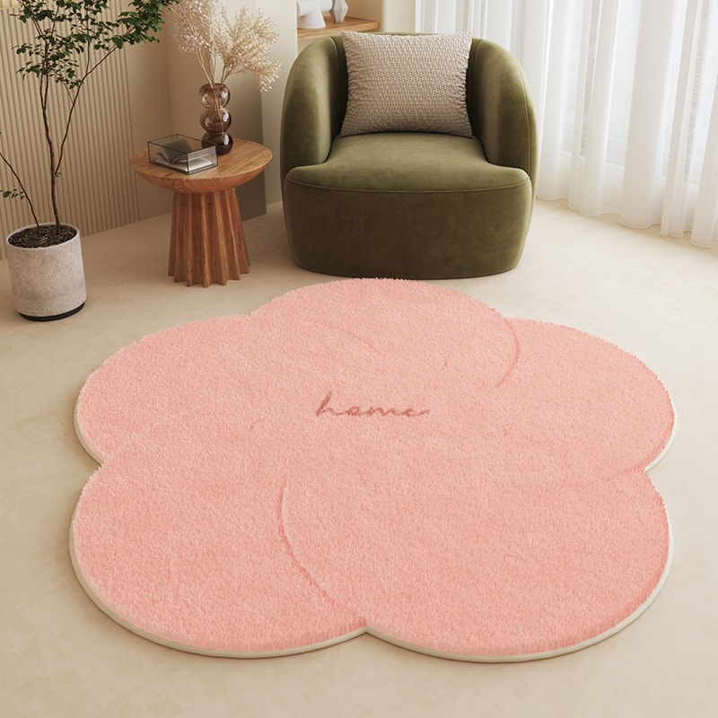 ラグ カーペット ラグマット 花形 フラワー型 可愛い 柔らかい 厚手 洗える 玄関マット ベッドサイドマット 居間 リビング 子供部屋 インテリア フローリングマット 滑り止め おしゃれ 癒し 北欧