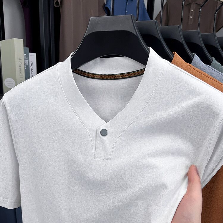 シャツ メンズ 半袖 ヘンリーネック カットソー 紳士服 無地 杢調 襟付き カジュアル 涼しい 通気性 吸汗速乾 さらさら ストレッチ トップス 夏服 大きいサイズ きれいめ ビジネス お出かけ 普