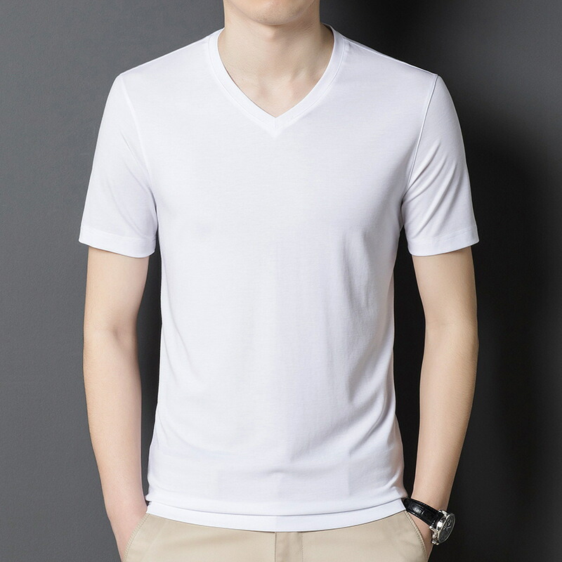 ネック Tシャツ メンズ 半袖 20代 30代 40代 50代 スリム フィット 無地 カットソー 接触冷感 吸汗速乾 通気性 涼しい トップス インナー ストレッチ カジュアル シンプル ビジネス