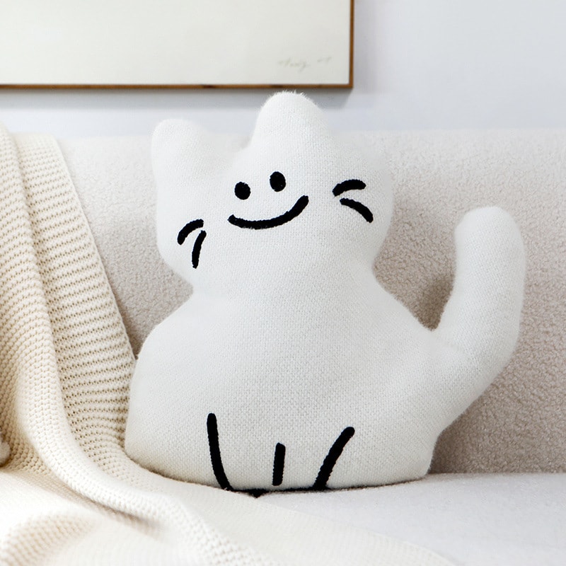 クッション 抱き枕 背当て 猫型 アニマル ぬいぐるみ ニット 柔らかい 癒し系 インテリア ソファ 車内 飾り プレゼント 贈り物 1個