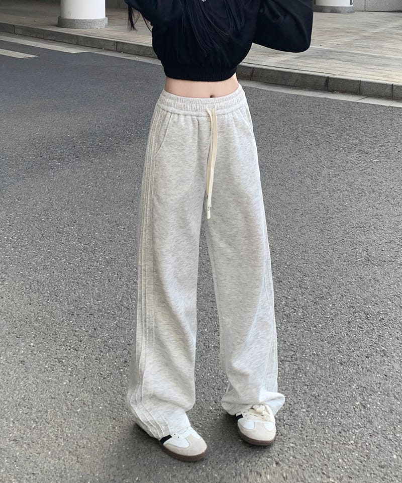 スウェットパンツ レディース ワイドパンツ オートミール ハイウエスト ストレート サイドライン ゆったり カジュアル ジャージ ズボン ダンス ストリート 春 夏 秋 部屋着 運動着 楽ちん 美脚