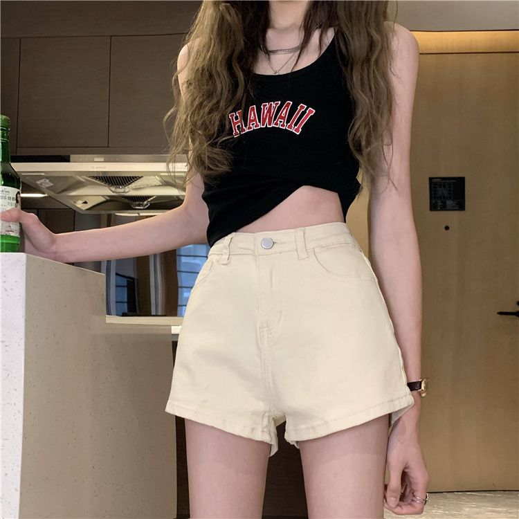 デニムショートパンツ レディース ハイウエスト Aライン ブラウン 短パン 夏 ファッション 着痩せ 美脚 3分丈 ゆったり カジュアル ジーンズ ショーパン ホットパンツ コットン 無地 涼しい 大
