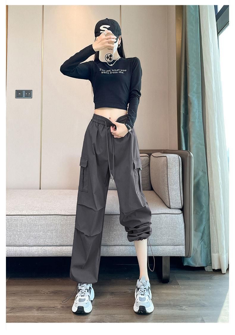 カーゴパンツ レディース ワークパンツ 2way 裾絞り ワイドパンツ ゆったり ハイウエスト ストリート系 ヒップホップ ダンス用 カジュアル パンツ 夏 涼しい 接触冷感 ボトムス グリーン