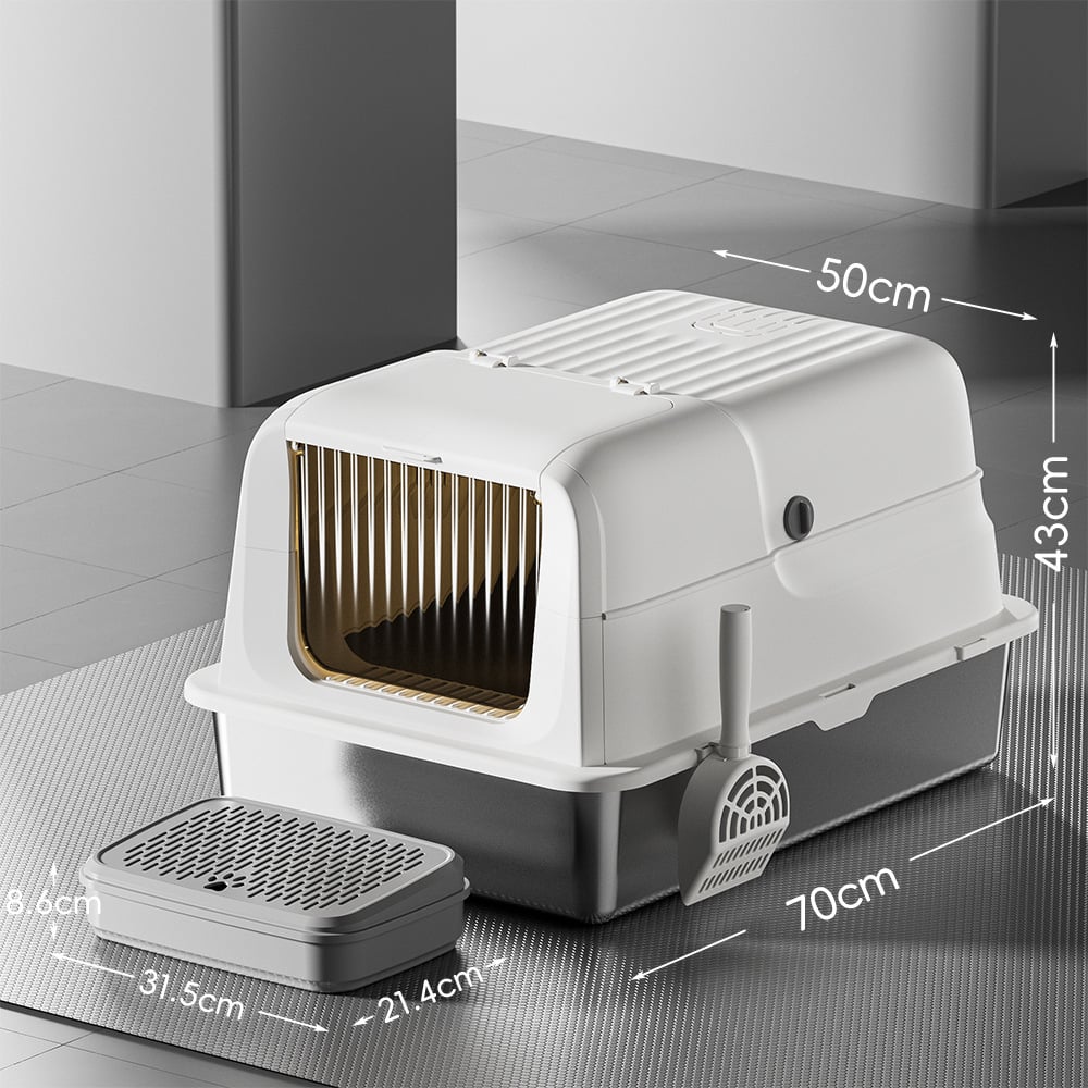 【ステンレス鋼製×大型】猫幼児用便器 ボンネット付き添い人 大電気容量 70糎 飛び散り押しとどめる 取りまかなう付き添い人 蓋付き添い人 ねこ幼児用便器 キャットトイレ 洗い濯ぎし分かりやすい 砂落とし シャヴェル付 錆びない せっ生的 消臭 防臭 臭わない 尿目こぼし押しとどめる 多頭飼い 大型猫 メインクーン 分かりやすい 今めかしい お取りつくろう飾り気のない