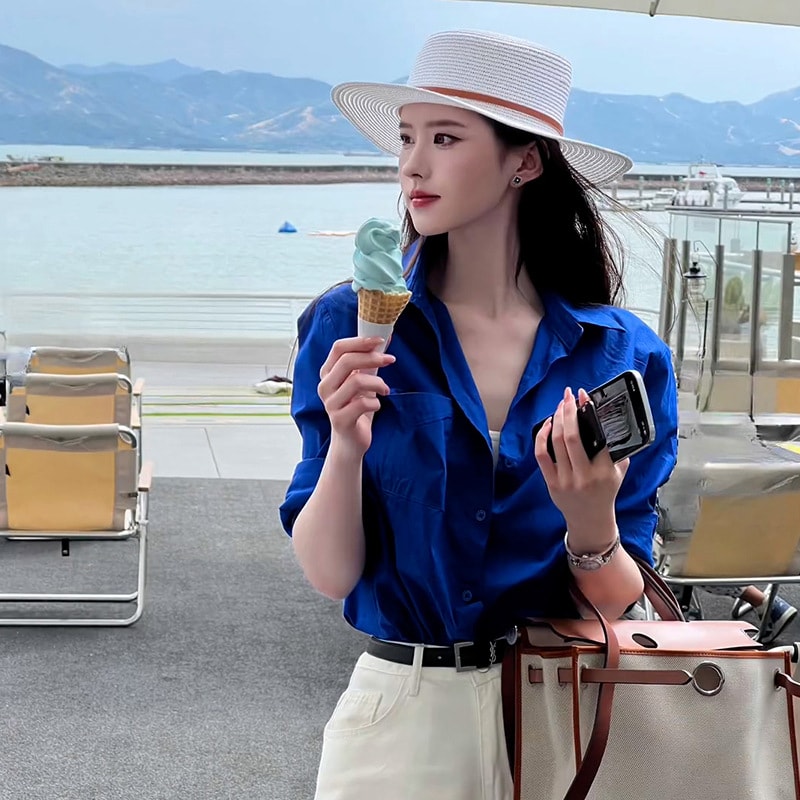 レディース シャツ ブラウス 長袖 襟付き ゆったり オーバーサイズ 無地 オフィス 通勤 カジュアル 羽織り 春 夏 秋 トップス きれいめ 体型カバー 事務服 通気性 冷房対策 日焼け防止 おしゃ