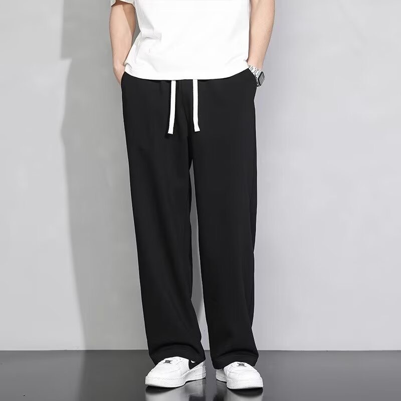 スウェットパンツ メンズ ワイドパンツ 夏用 薄手 ゆったり ストレート イージーパンツ 太め 夏服 ロングパンツ カジュアル 無地 ウエストゴム 部屋着 通学 綿混 涼しい ボトムス ズボン 大きい