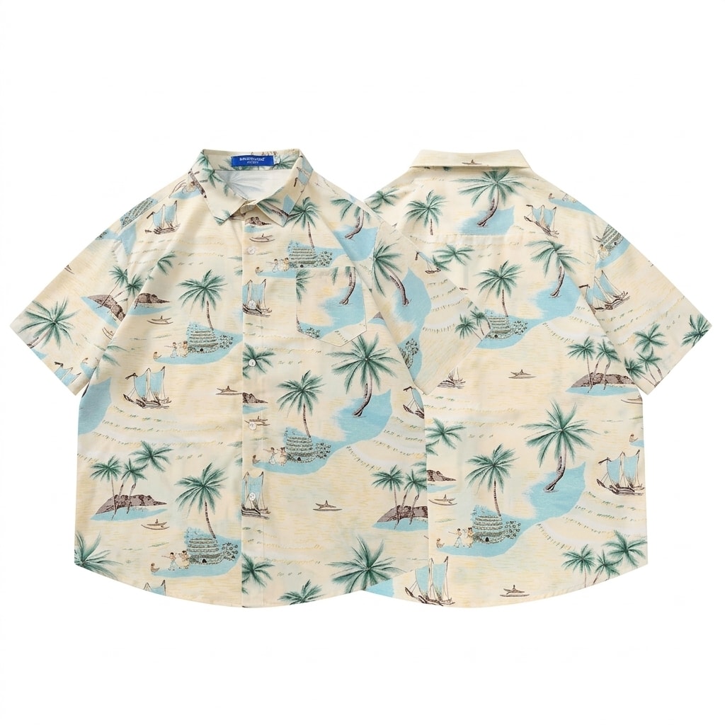 アロハシャツ メンズ レディース 総柄 ハワイアンシャツ 半袖 ヤシの木 リゾート ビーチ バケーション 夏服 トップス ゆったり さらさら カジュアルシャツ 大きいサイズ 開襟シャツ風 涼しい 柄シ