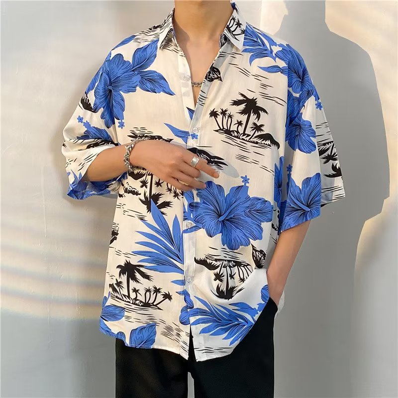 アロハシャツ メンズ 半袖 大きいサイズ 総柄シャツ オープンカラー シャツ 開襟シャツ ハワイアンシャツ 夏 涼しい 総柄 花柄 葉っぱ 椰子の木 ボタニカル ビッグシルエット カジュアル ストリー