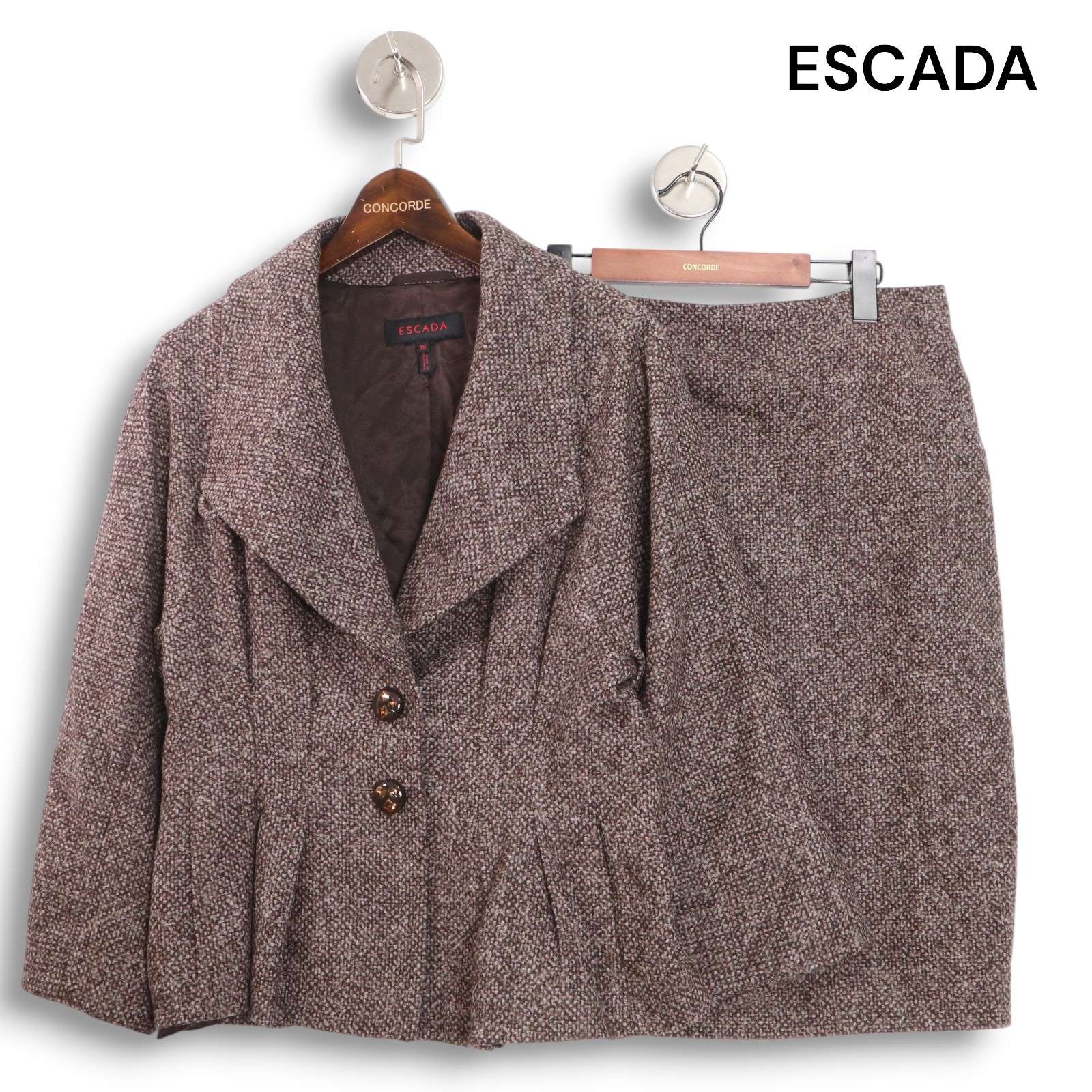 ESCADA エスカーダ 秋冬 アルパカ♪ ツイード ジャケット スカート セットアップ スーツ Sz.36 レディース|コンコルドストア 店