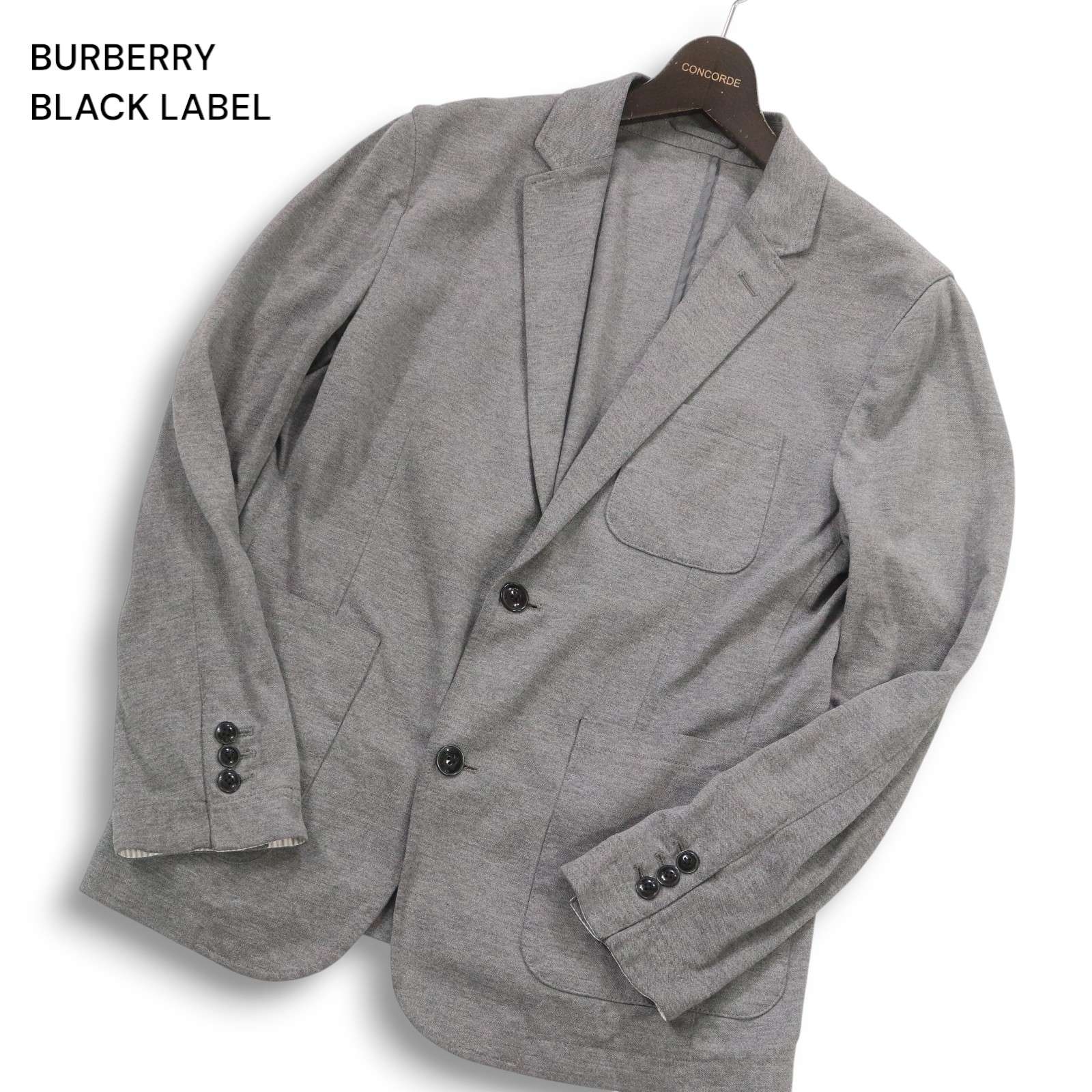 BURBERRY BLACK LABEL バーバリー ブラックレーベル 春夏 ストレッチ★ アンコン テーラード ジャケット Sz.M メンズ 灰