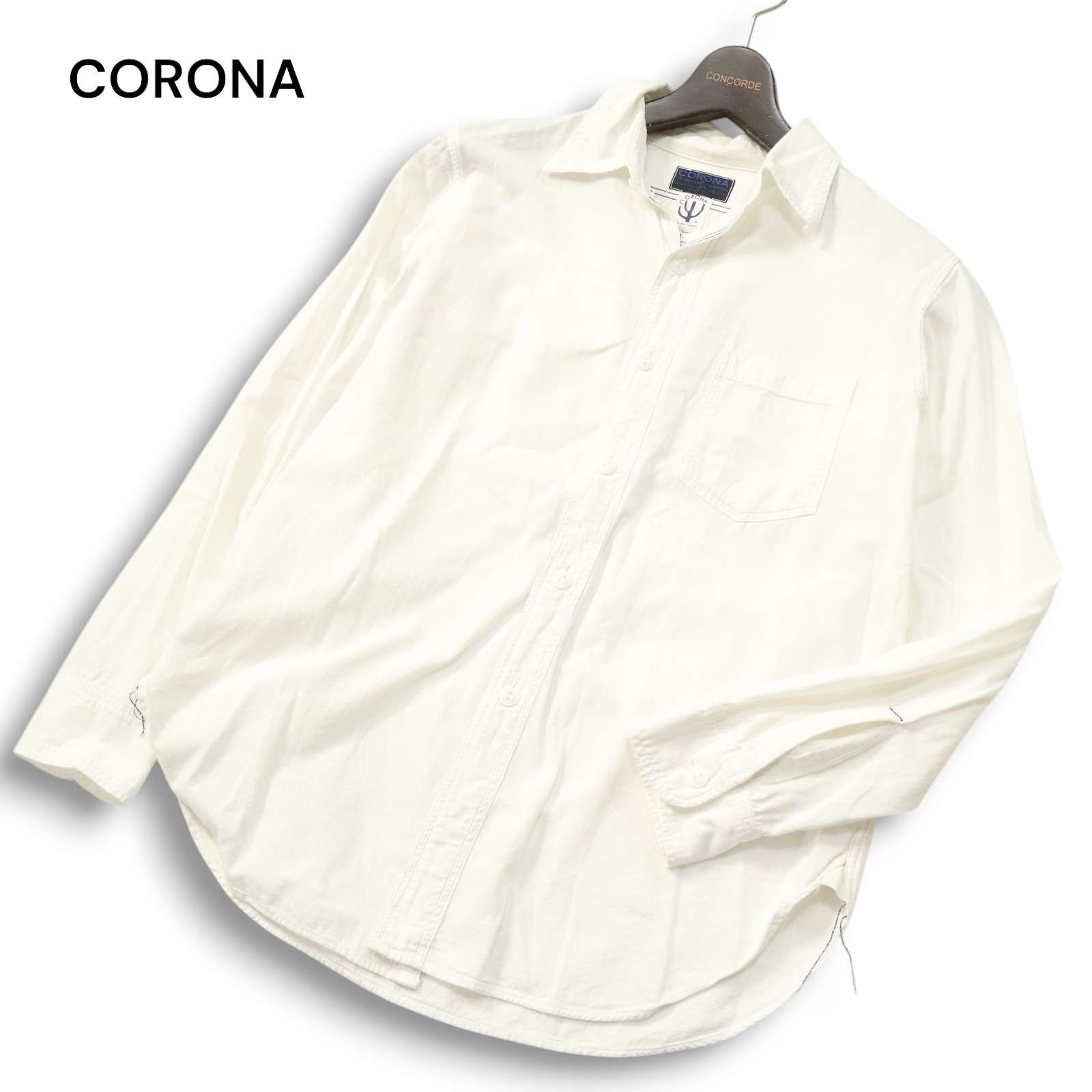 CORONA コロナ 通年 長袖 コットン ワーク シャツ Sz.S　メンズ 白 日本製
