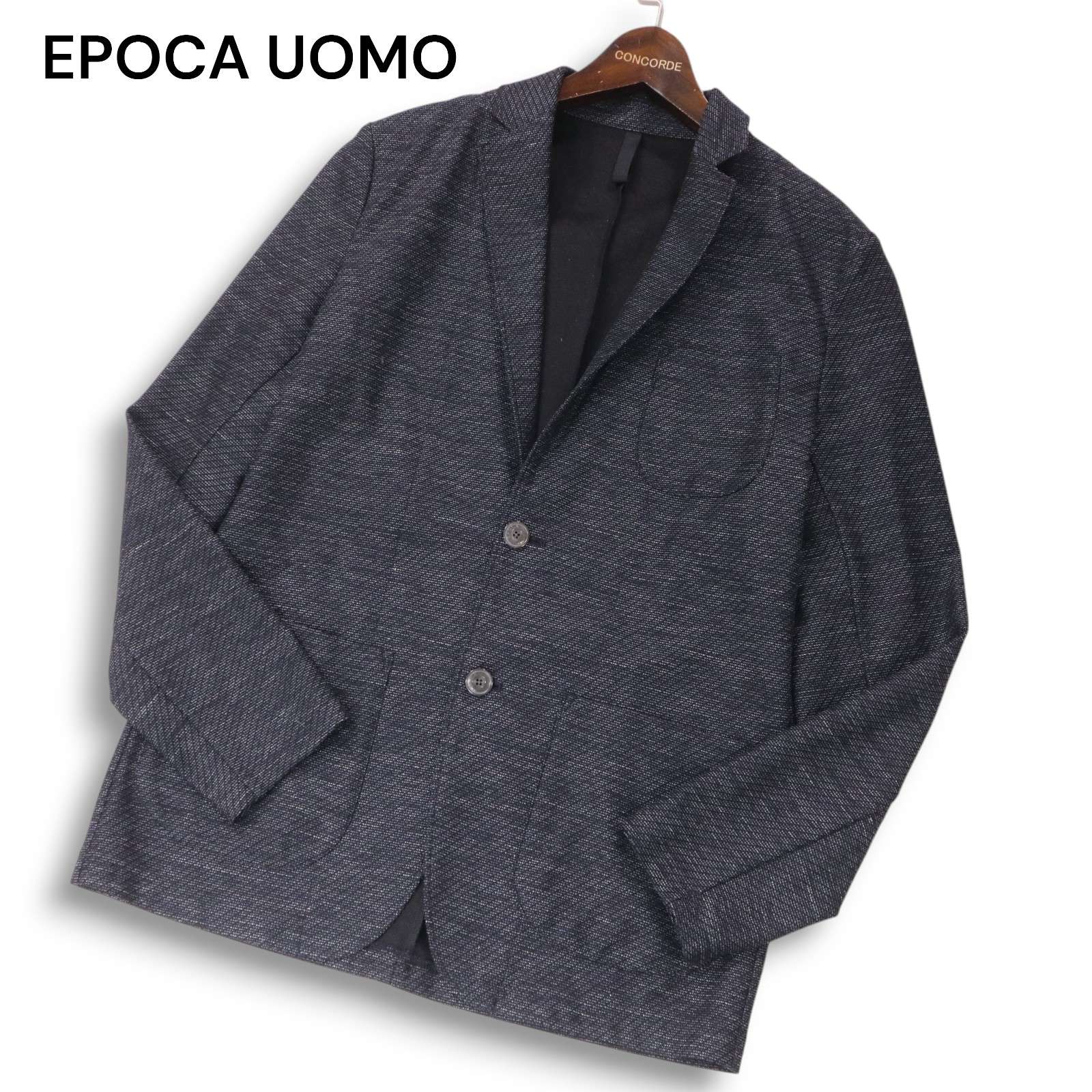 EPOCA UOMO エポカ ウォモ 春夏★ メッシュニット アンコン テーラード ジャケット ブレザー Sz.48 メンズ 紺