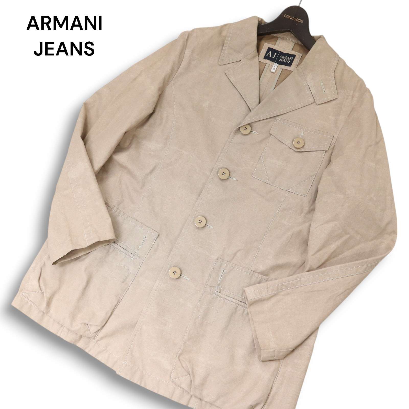 イタリア製★ ARMANI JEANS アルマーニ ジーンズ 通年 コットン カバーオール ワーク ジャケット Sz.46　メンズ