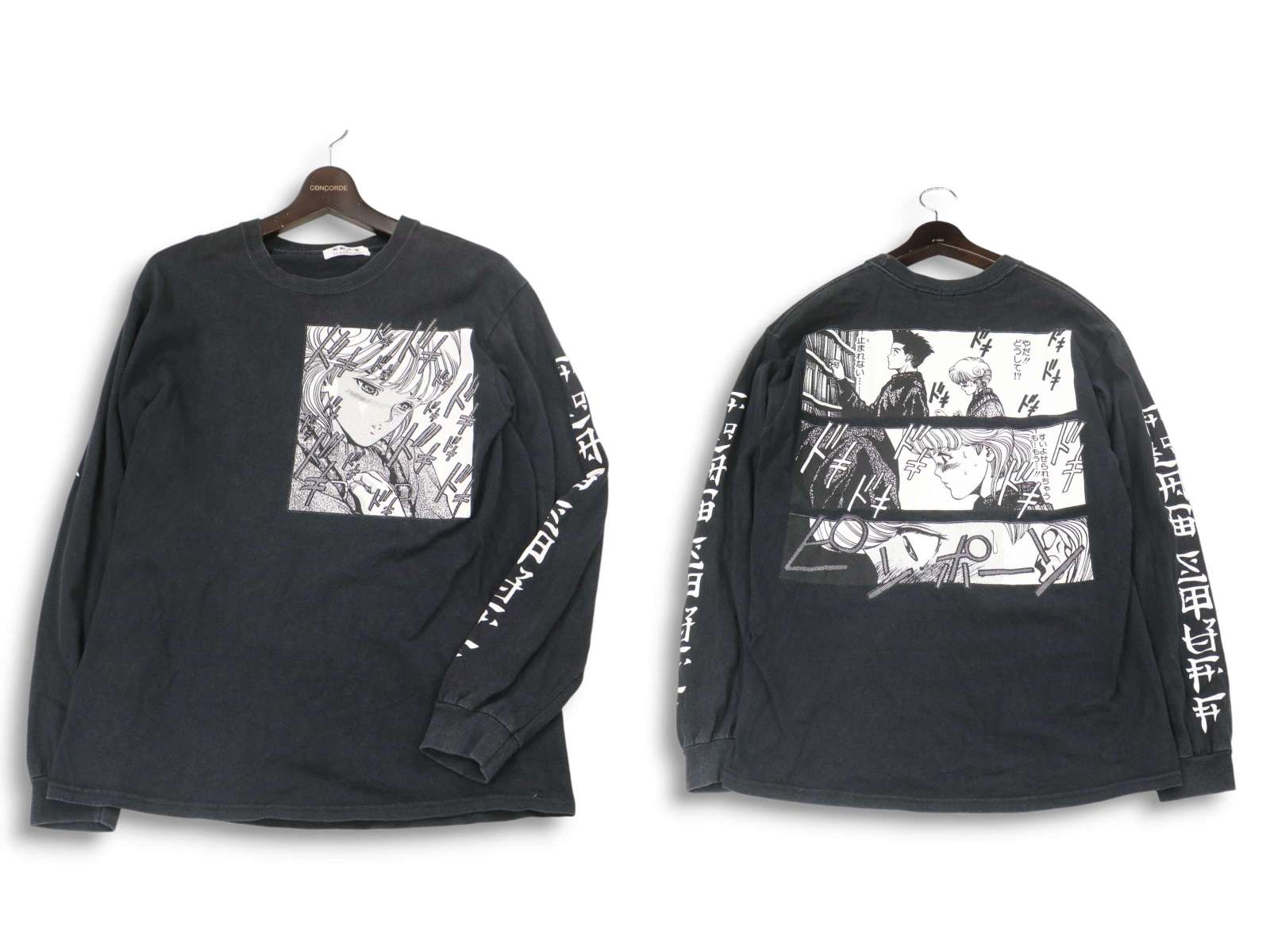 18SS★ 電影少女 × FLAGSTUFF フラグスタフ × ビデオガール コラボ★ 通年 長袖 カットソー ロンTシャツ Sz.F　メンズ 黒