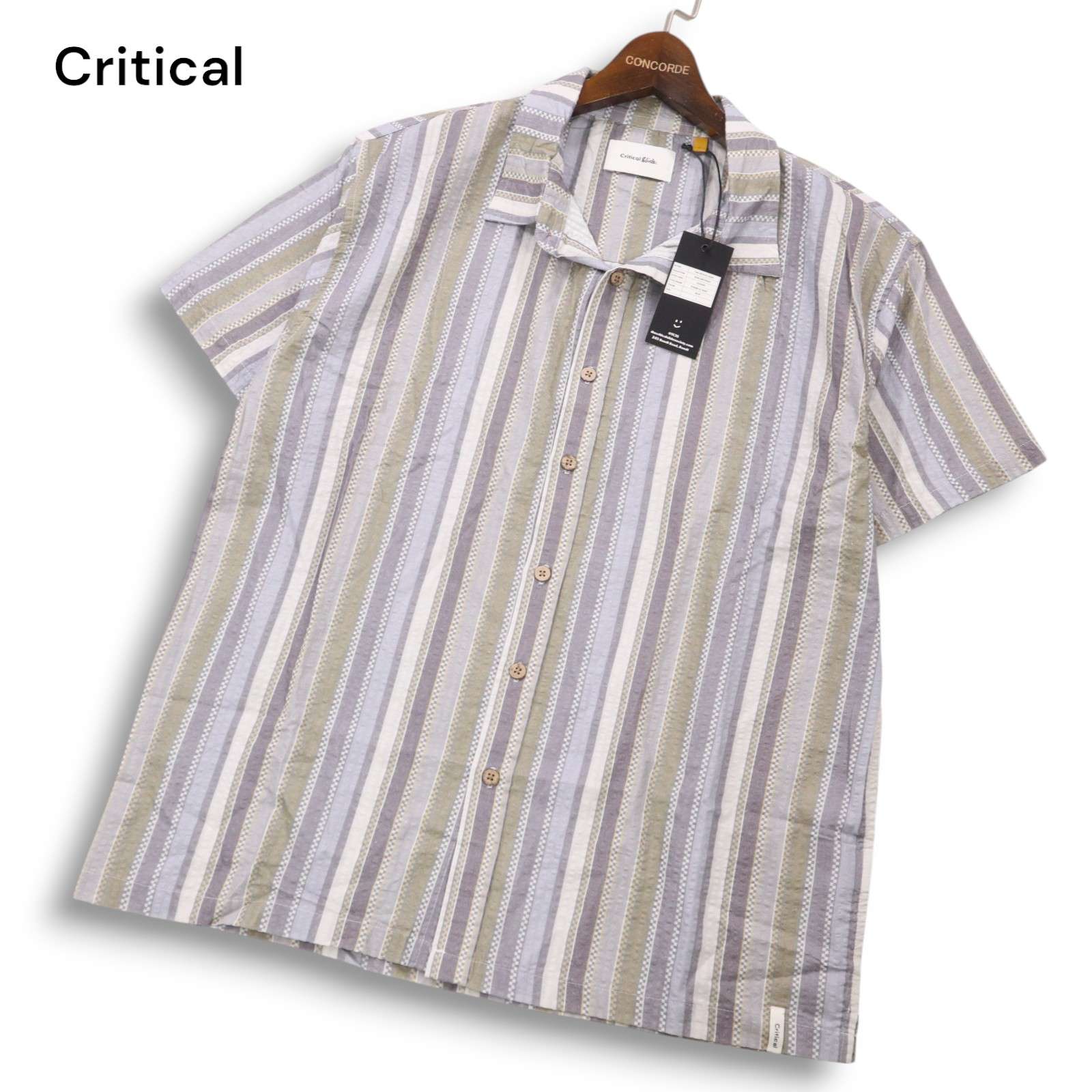 【新品 未使用】 TCSS Critical Slide クリティカルスライド 春夏 STROBE★ 半袖 マルチストライプ シャツ Sz.L メンズ