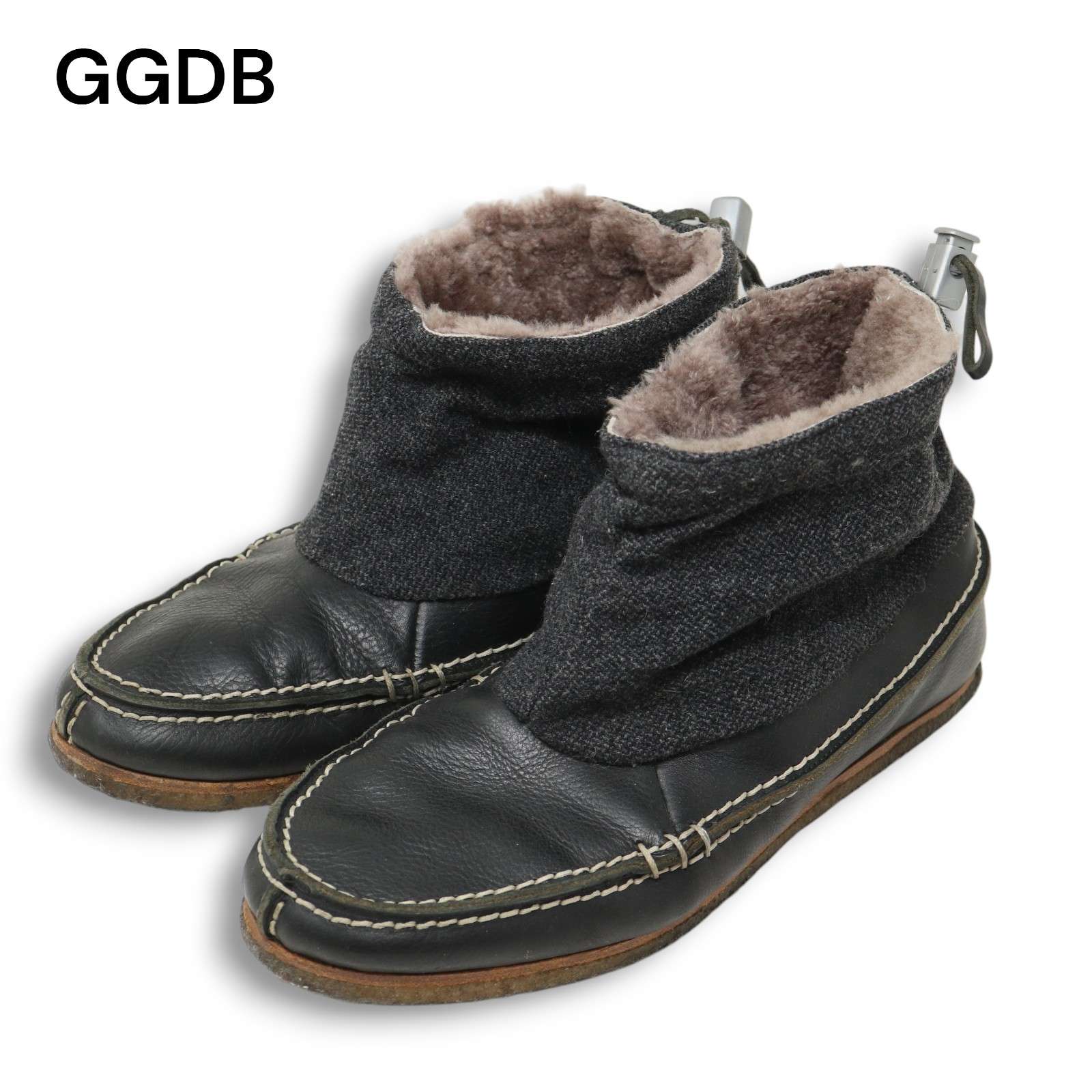 GOLDEN GOOSE ゴールデングース GGDS 秋冬 裏ボア★ ツイード ドッキング レザー シューズ ブーツ Sz.41 メンズ
