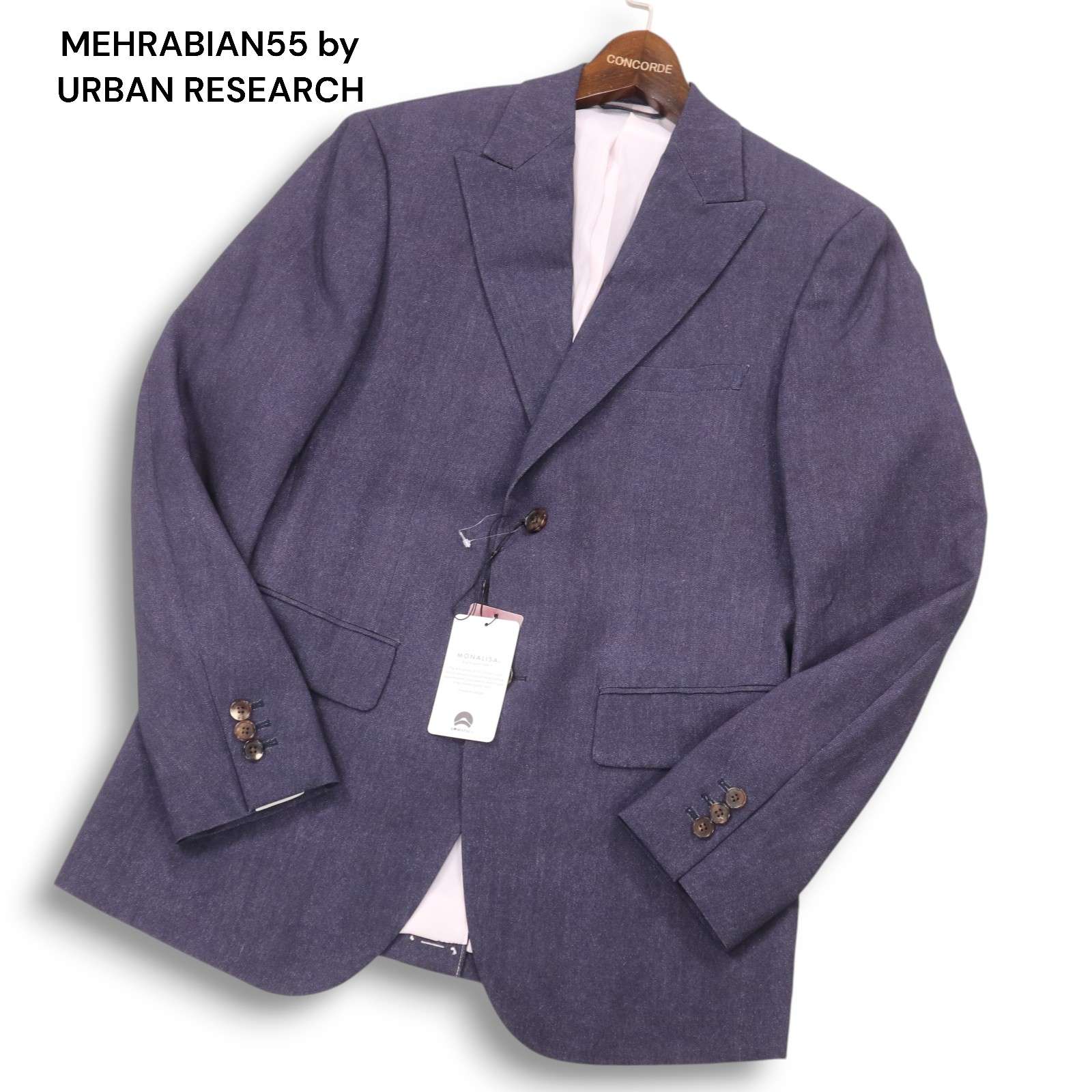 【新品】 MEHRABIAN 55 by URBAN RESEARCH アーバンリサーチ 通年 インディゴ ピークド ジャケット Sz.46　メンズ 定価5.5万 10,002円