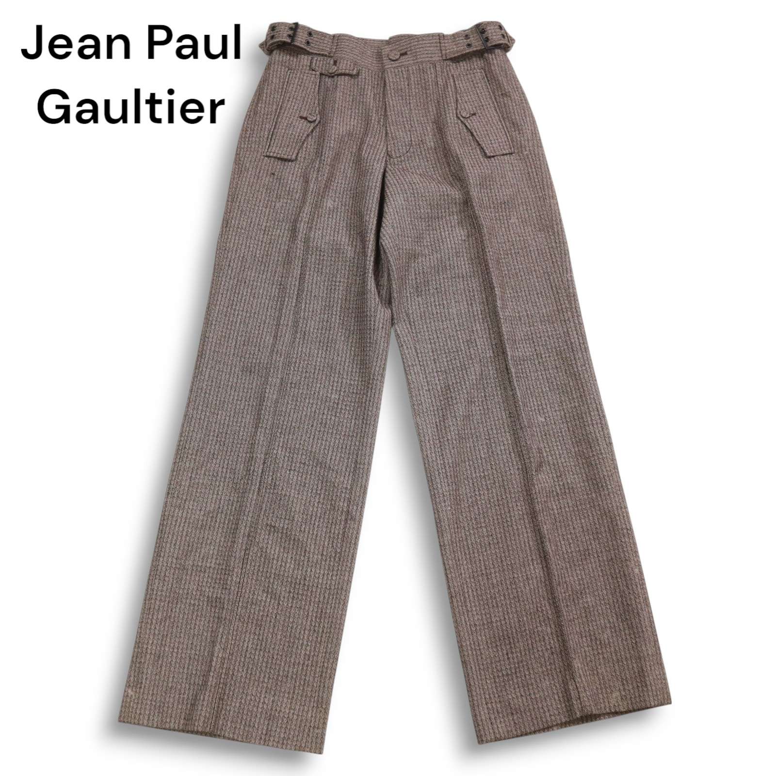 未使用★ Jean Paul Gaultier ジャンポール ゴルチエ 秋冬 サイド ベルテッド★織柄 ワイド パンツ スラックス Sz.46 メンズ 25,819円
