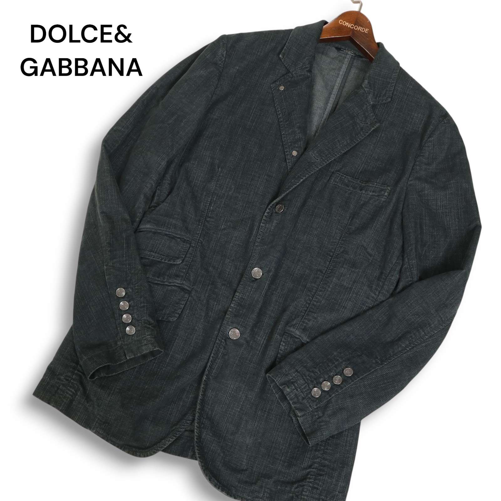 DOLCE＆GABBANA ドルチェ＆ガッバーナ 通年 金属元素釦★ 心地好い アンコン テーラード 上衣 Sz.44 メンズ