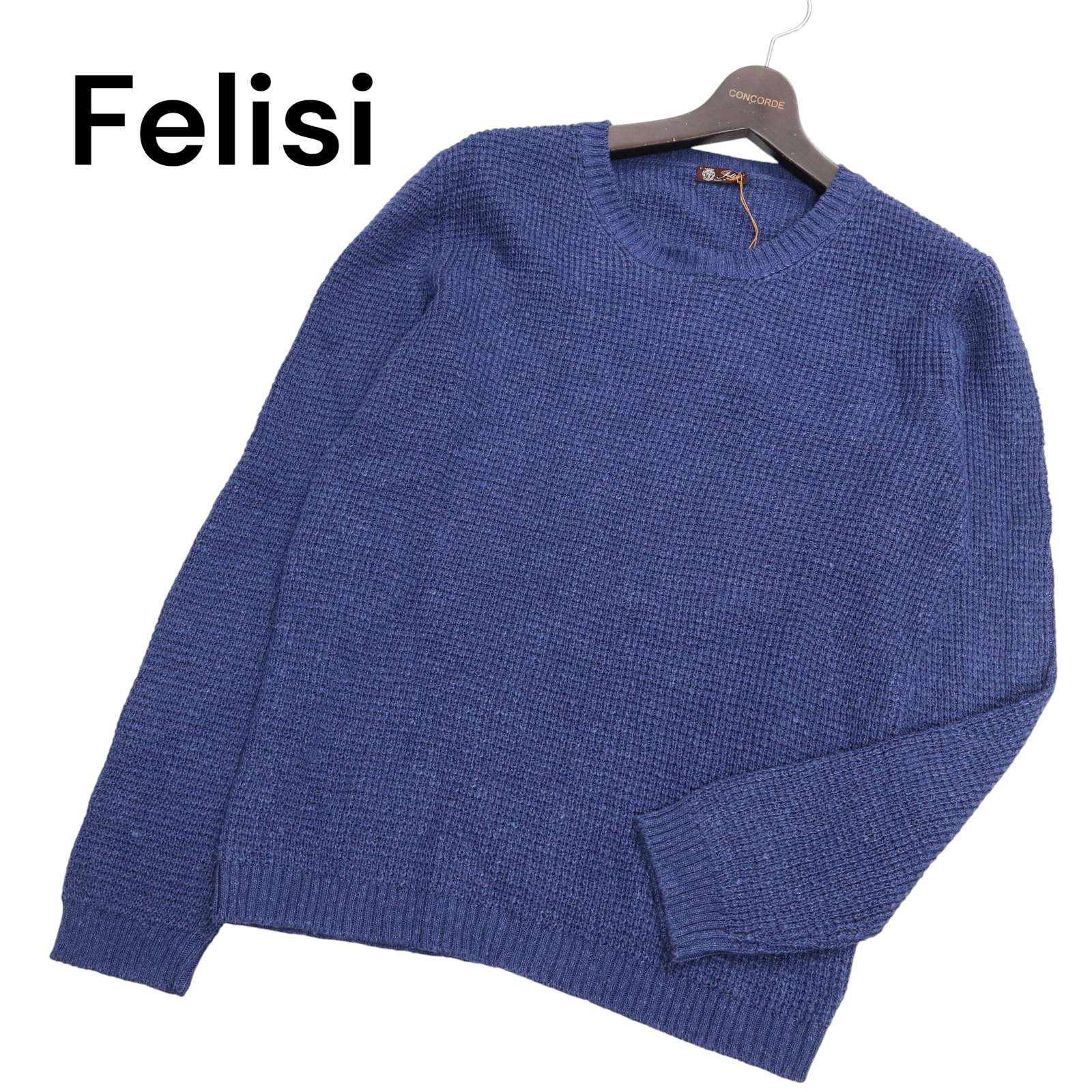 【新品 イタリア製】 Felisi フェリージ 通年 シルク混★ コットン ニット セーター Sz.M　メンズ 未使用 11,855円