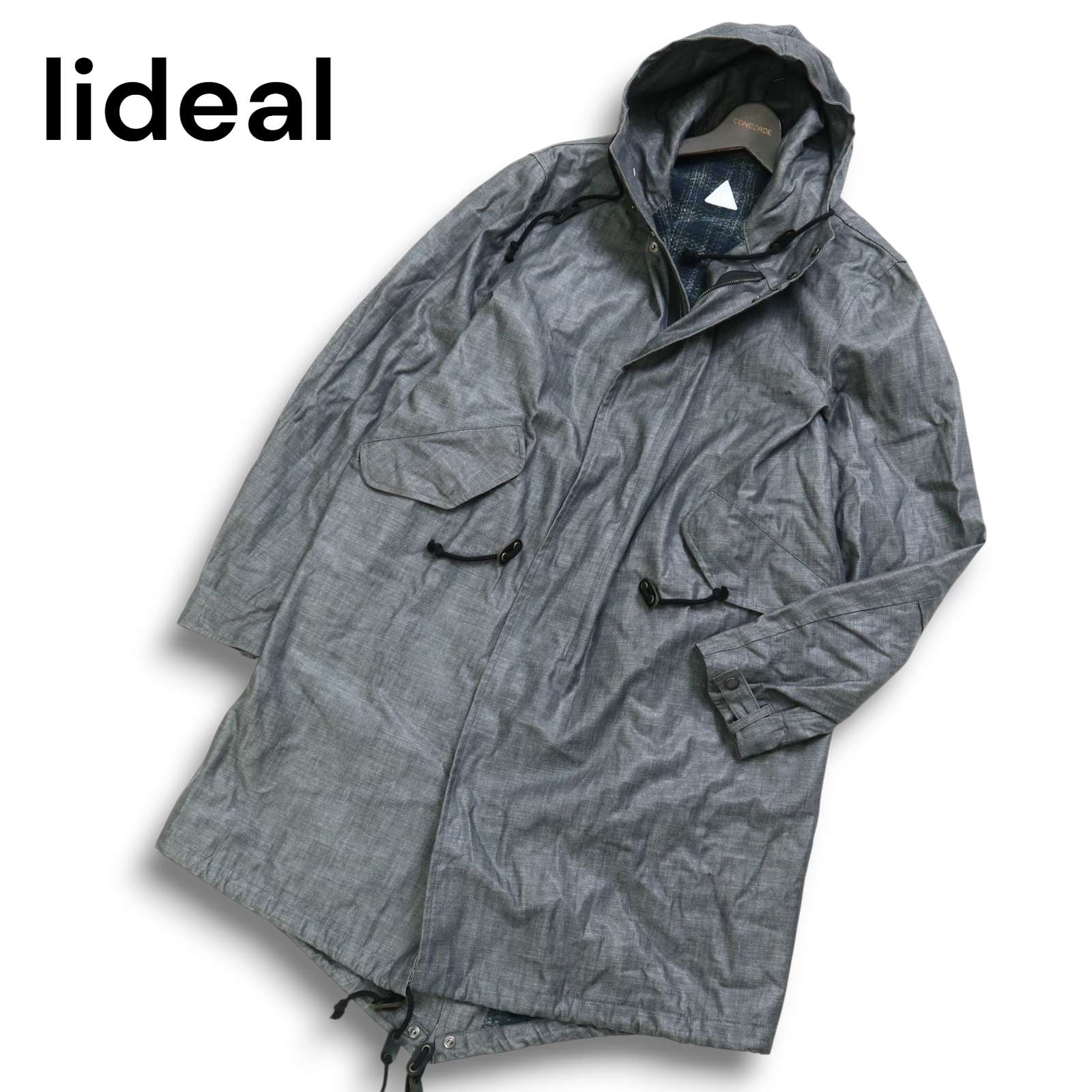 lideal リディアル 秋冬 ポリウレタンコーティング加工★ モッズコート フィッシュテール パーカー Sz.M　メンズ グレー｜コンコルドストア　店