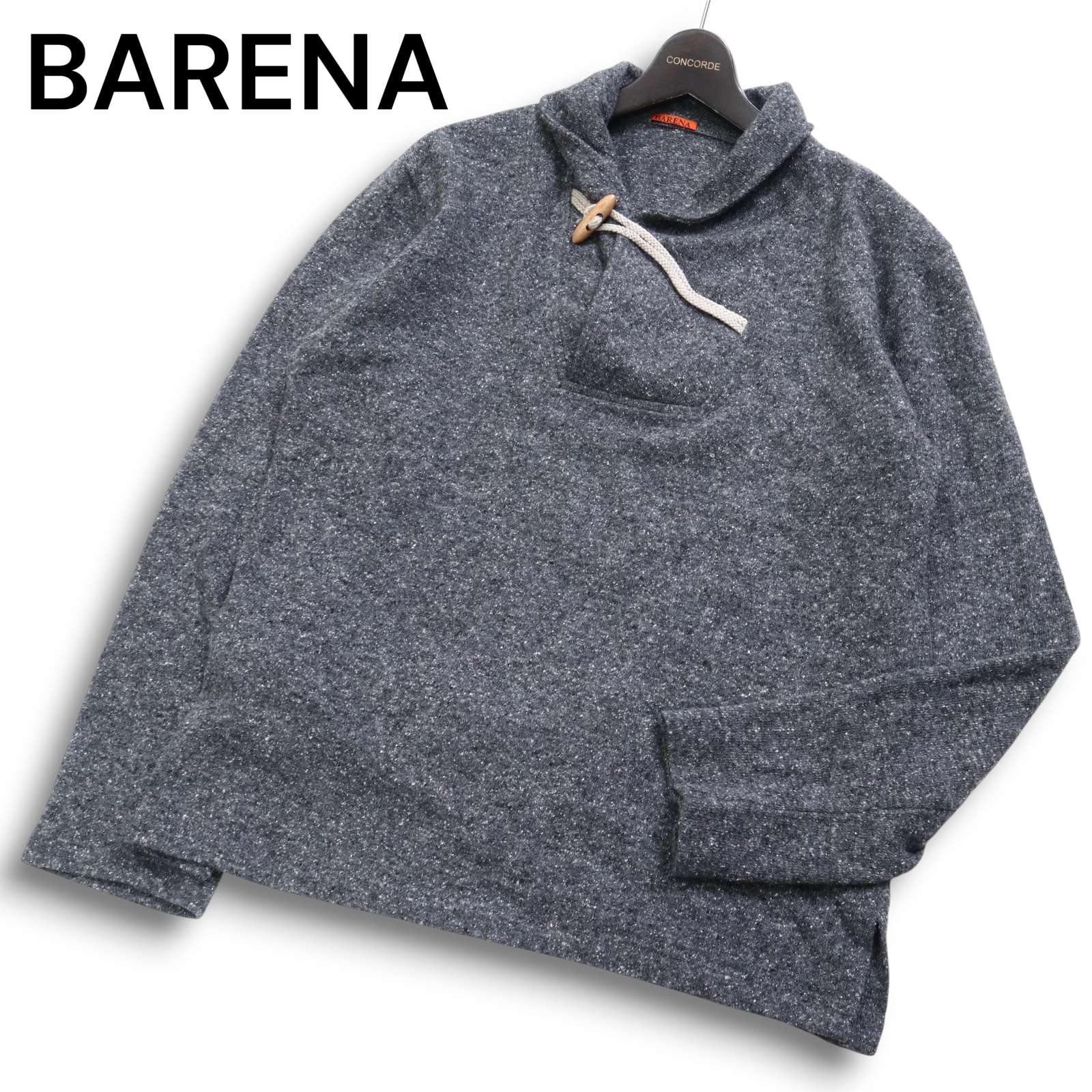 イタリア製★ BARENA バレナ 秋冬 ウール シルク混 ニット プルオーバー セーター Sz.M メンズ 灰 グレー