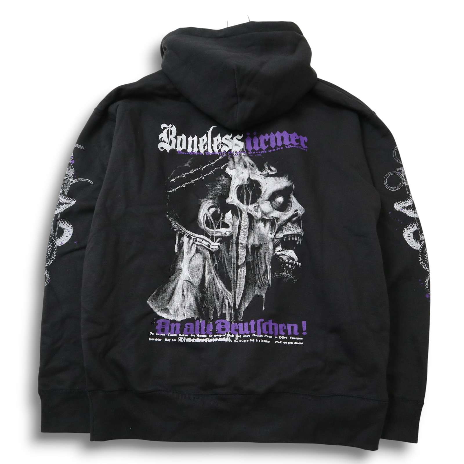 PSYCHO WORKS サイコワークス ドクロ 蛇 シルクスクリーン プリント★ 裏起毛 フーディー スウェット パーカー Sz.F メンズ