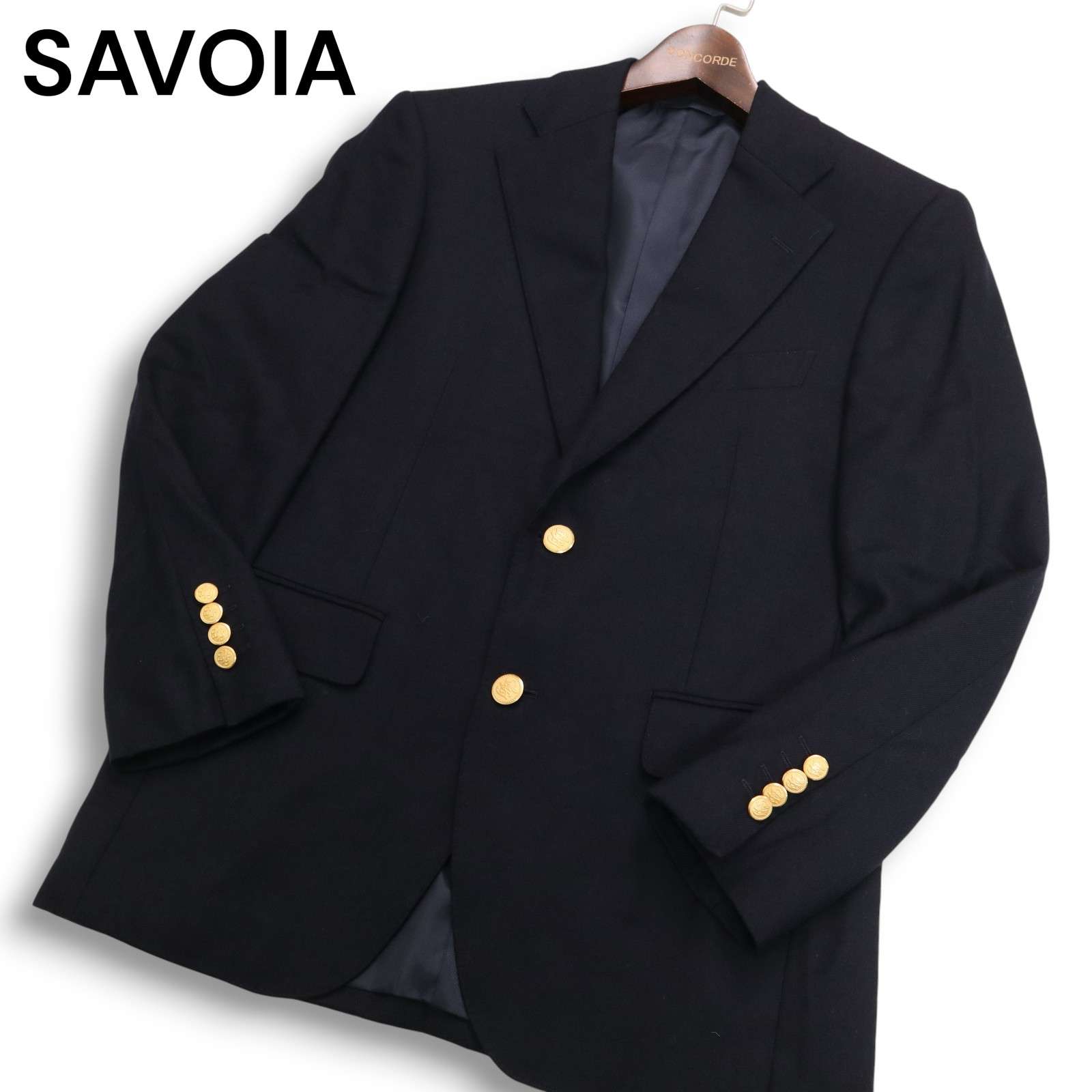 SAVOIA サボイア 秋冬 刻印 金ボタン★ カシミヤ混 ブレザー テーラード ジャケット 紺ブレ Sz.88A3 メンズ ネイビー