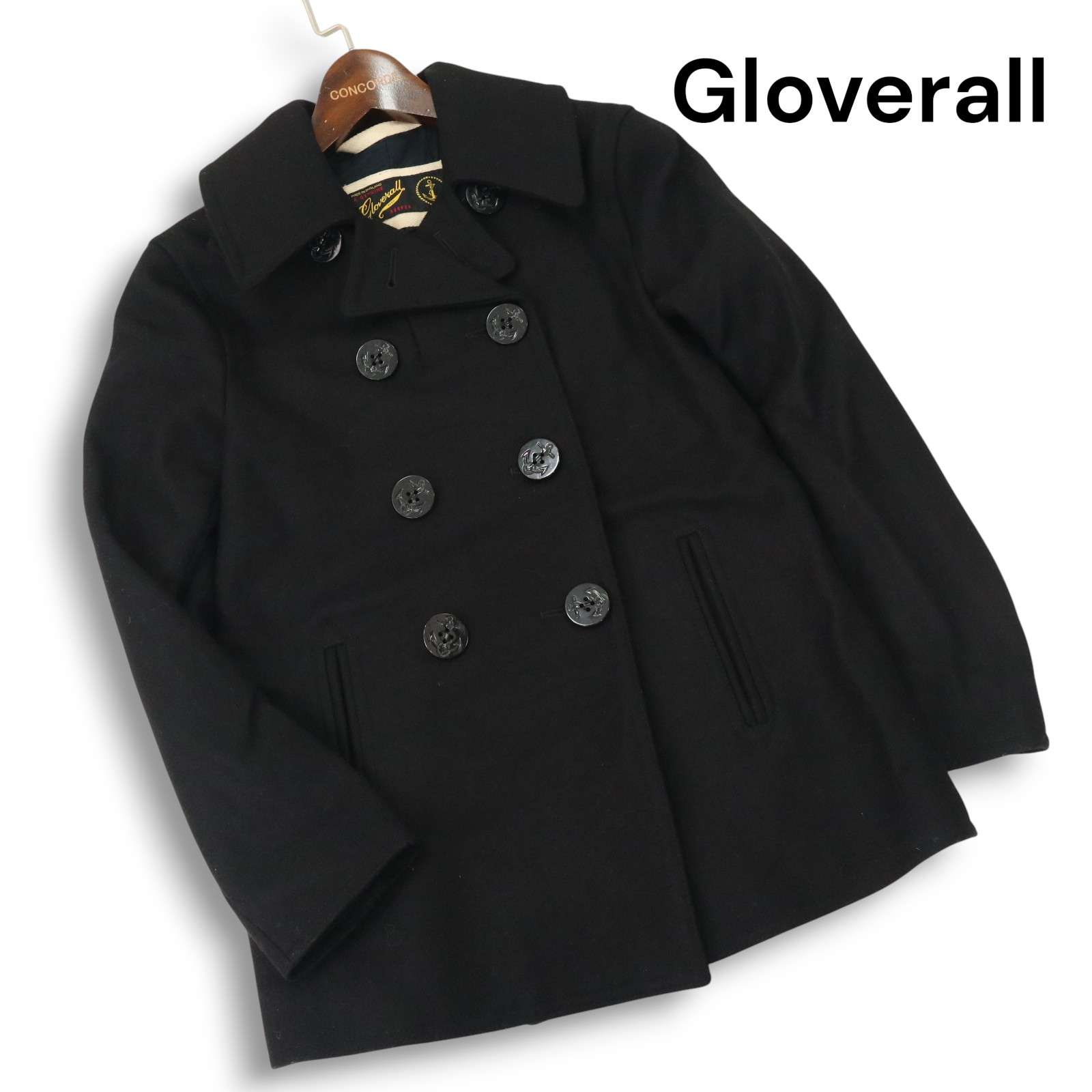 連合王国製★ Gloverall グローバーオール 秋冬★ メルトン 絨毛 ロバート・エドワード・リー毛革 厚地の外套 P厚地の外套 Sz.32 レディース 黒 コート・ジャケット-レディースファッション