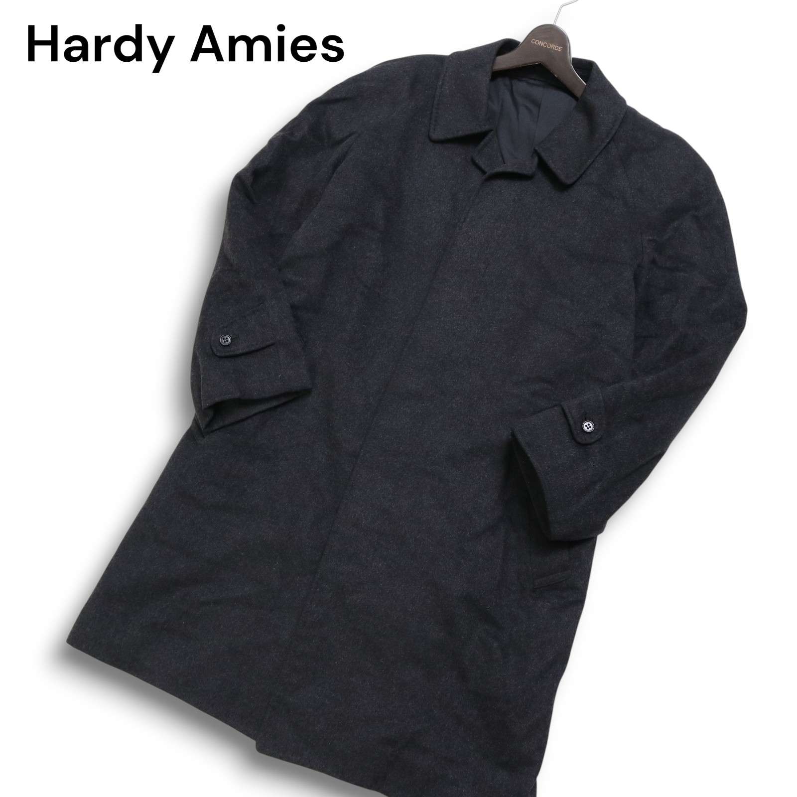 Hardy Amies ハーディ エイし損ない 秋冬 カシミール100%★ ステンカラー 厚地の外套 Sz.96A6 メンズ 灰 薄墨色 日本製