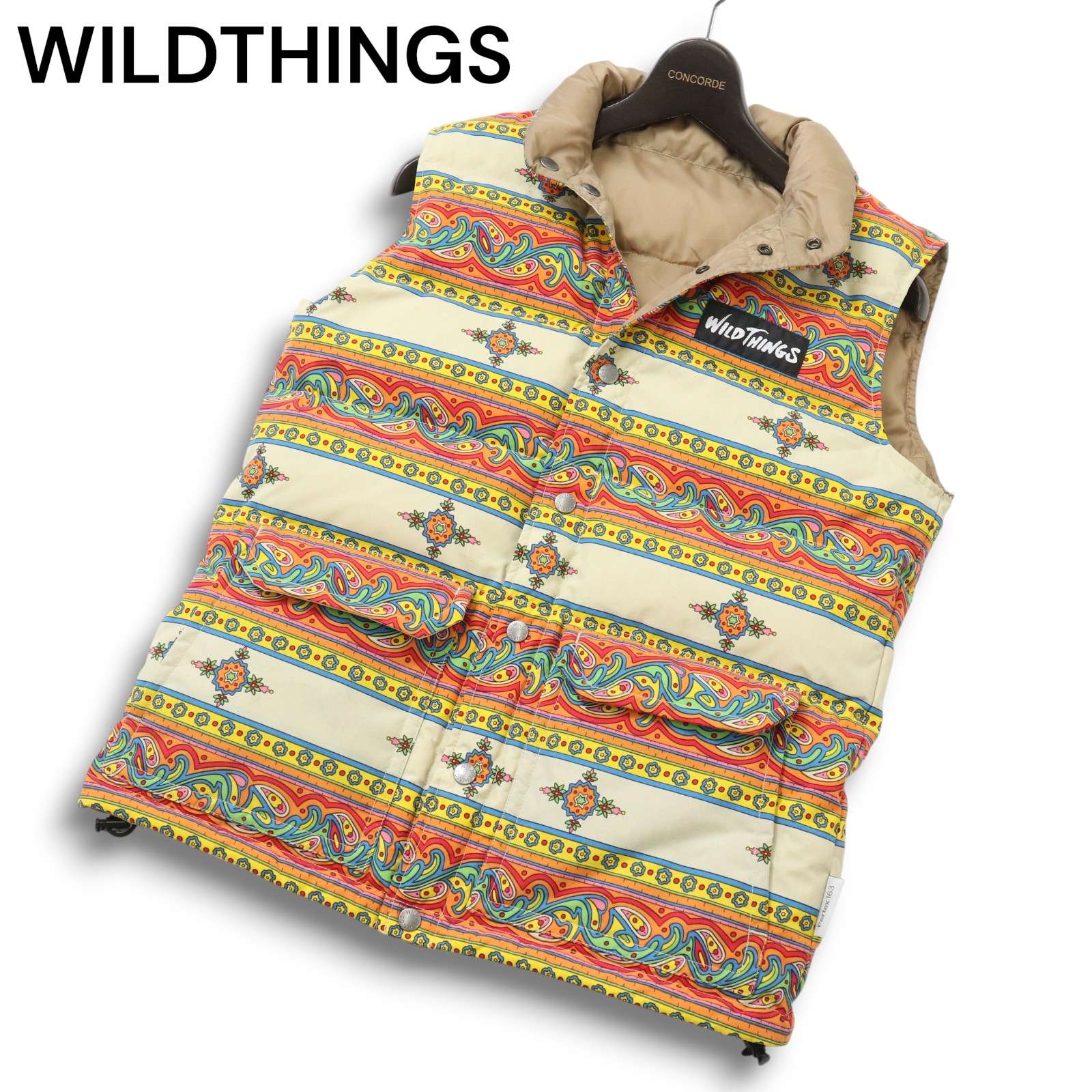 WILDTHINGS ワイルドシングス 秋冬★ エスニック柄 2way リバーシブル ダウン ベスト Sz.S メンズ